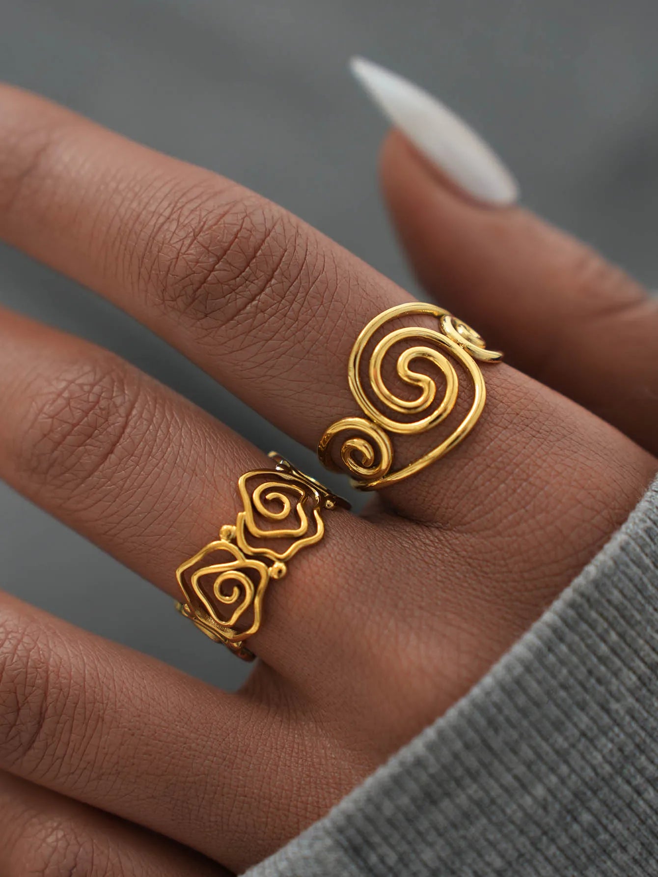 Anillo abierto ajustable en espiral de acero inoxidable