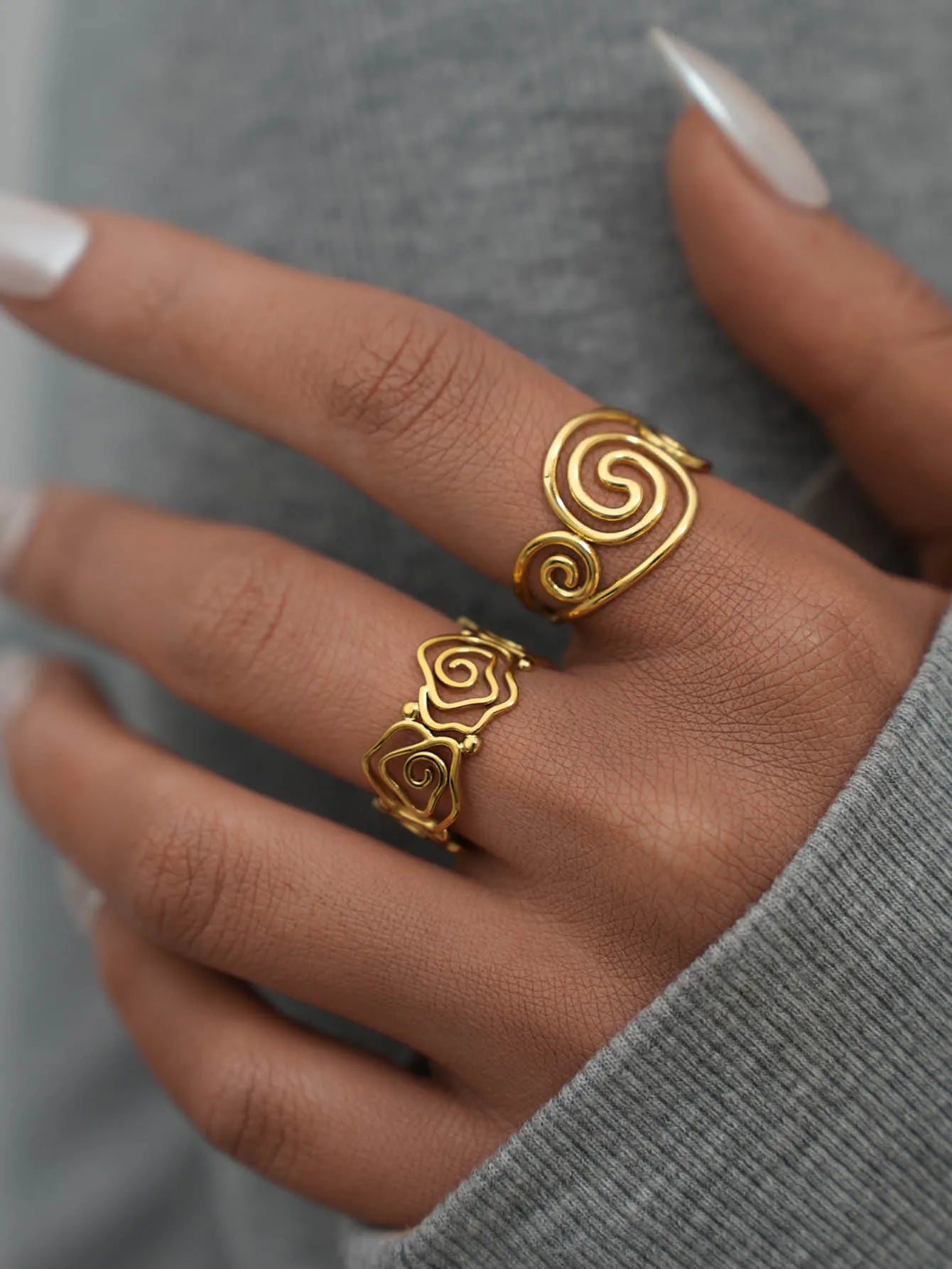 Anillo abierto ajustable en espiral de acero inoxidable