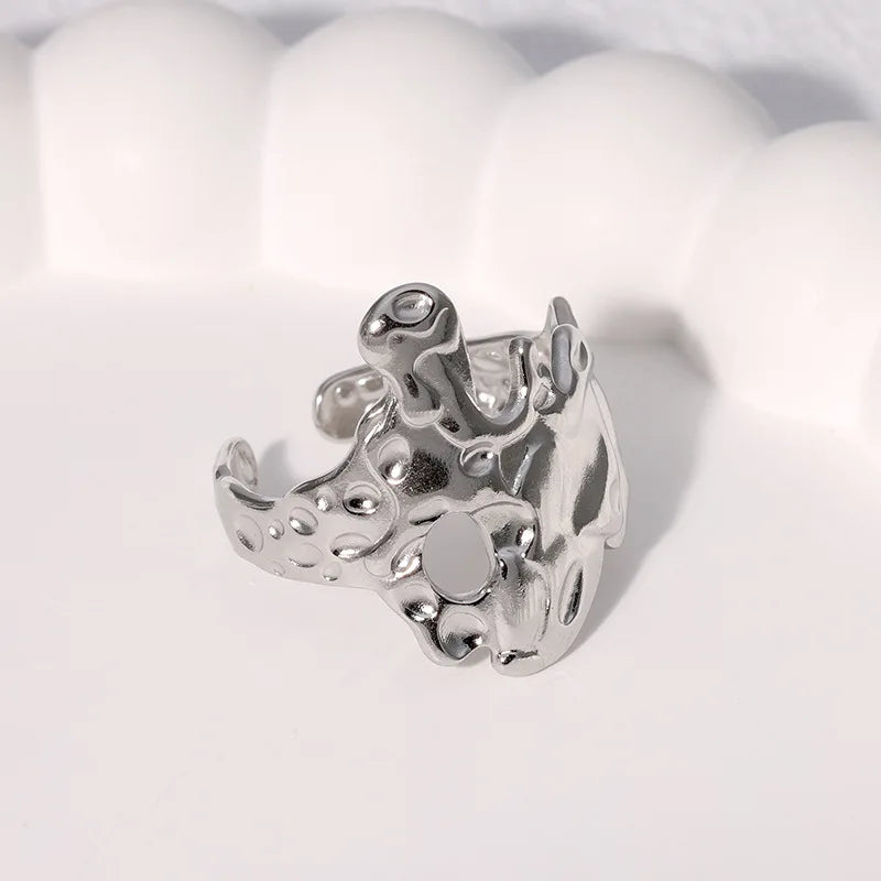 Anillo abierto vintage con cruz y estrella unisex