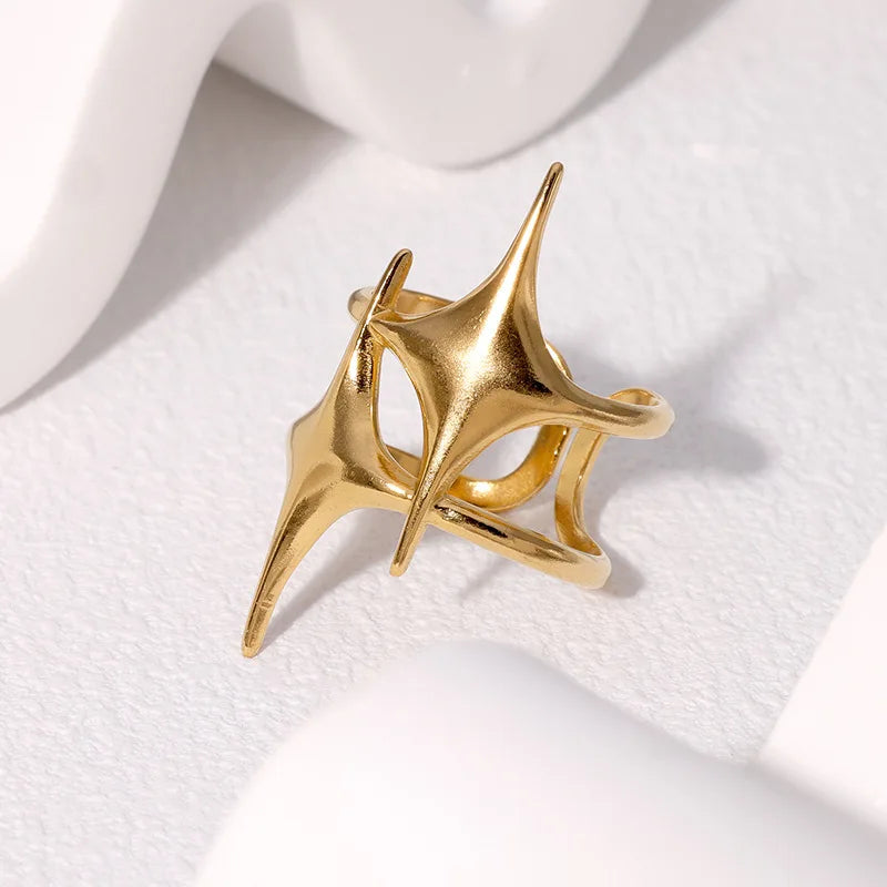 Anillo abierto vintage con cruz y estrella unisex