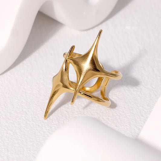 Anillo abierto vintage con cruz y estrella unisex