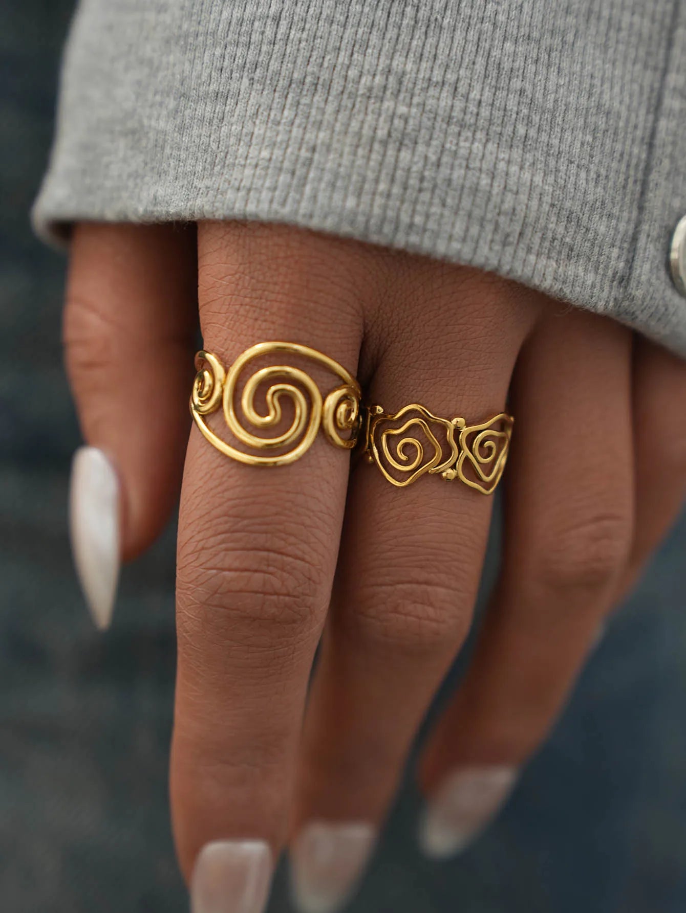Anillo abierto ajustable en espiral de acero inoxidable