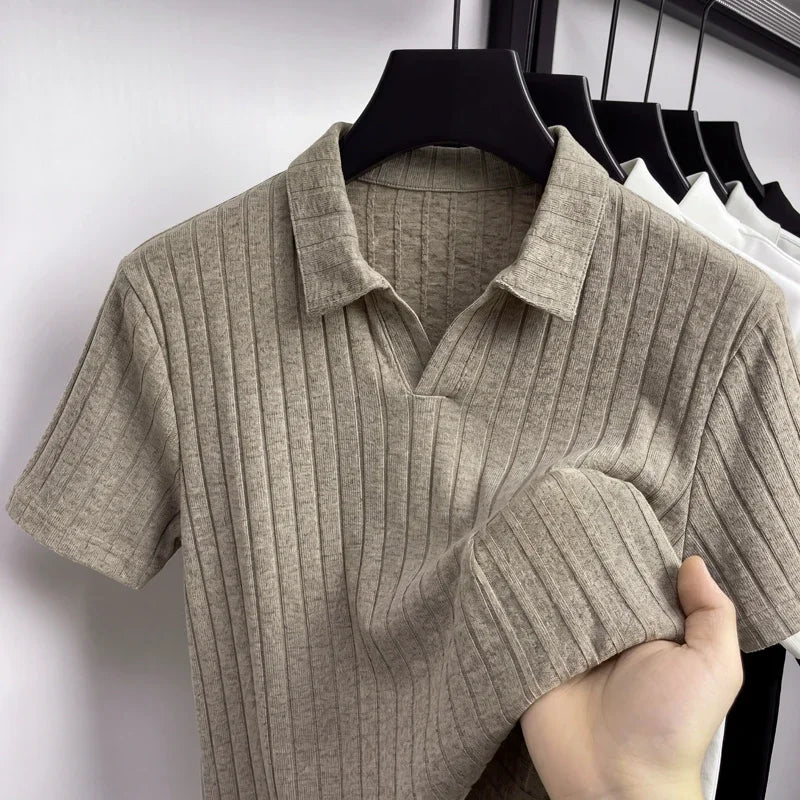 Polo de punto acanalado para hombre