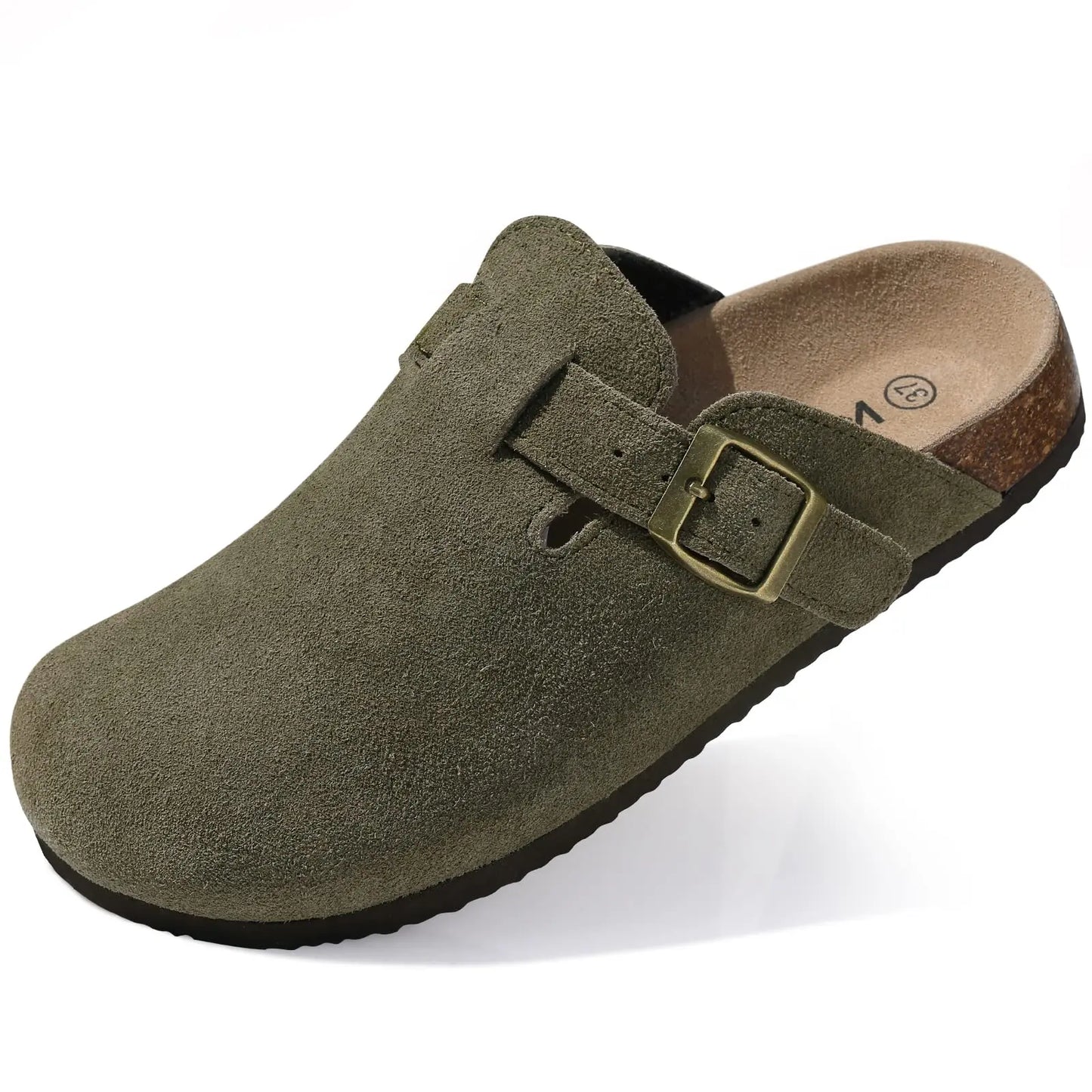 Zuecos de ante Kidmi con plantilla de corcho