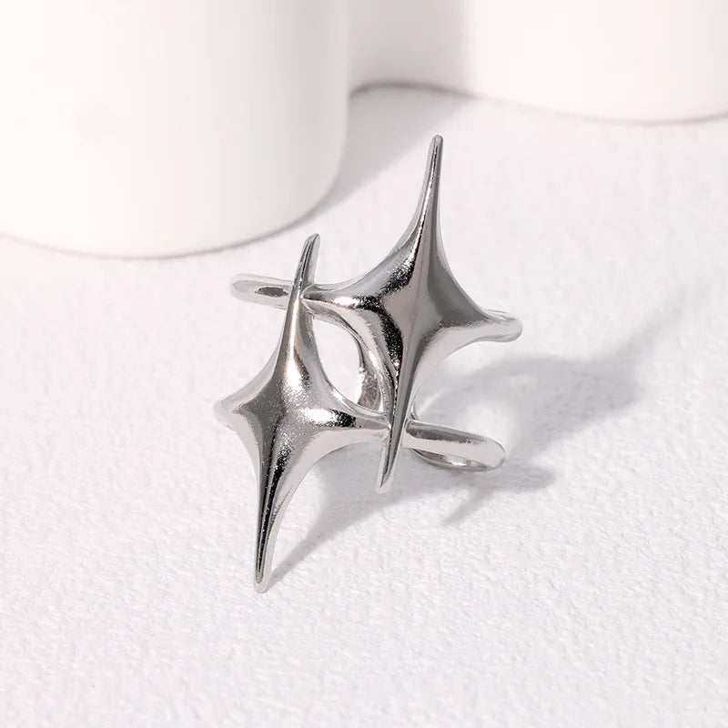 Anillo abierto vintage con cruz y estrella unisex