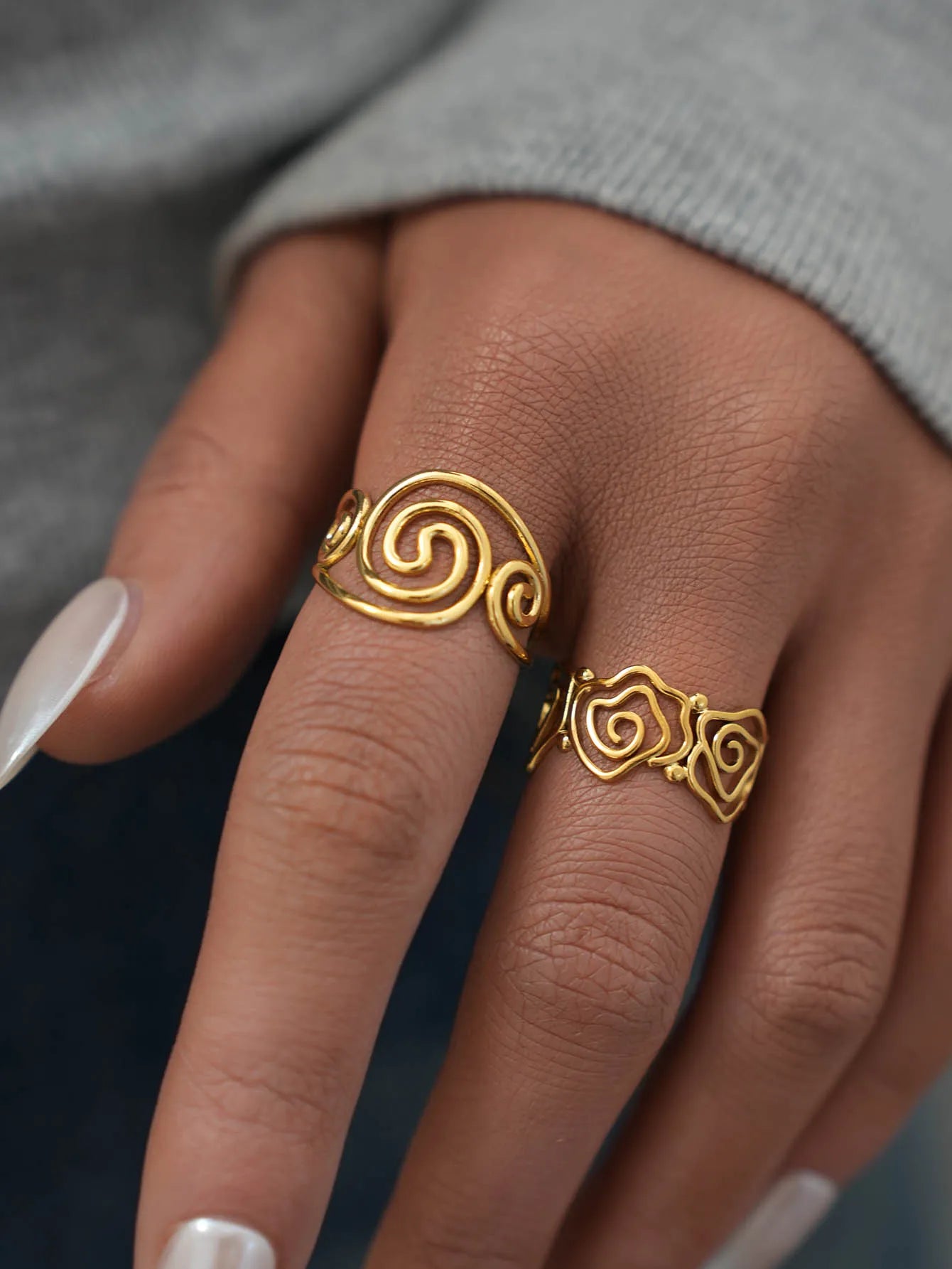 Anillo abierto ajustable en espiral de acero inoxidable