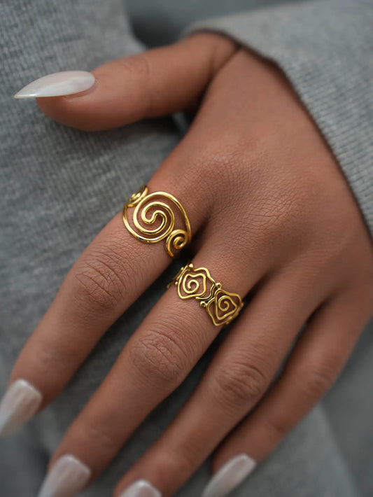 Anillo abierto ajustable en espiral de acero inoxidable