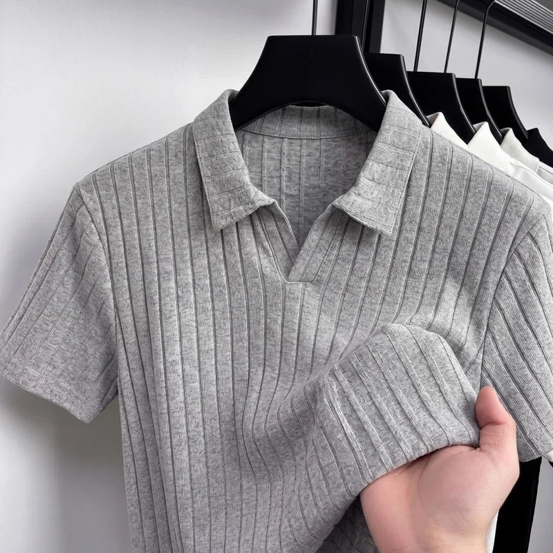 Polo de punto acanalado para hombre