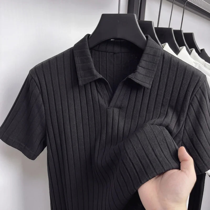 Polo de punto acanalado para hombre