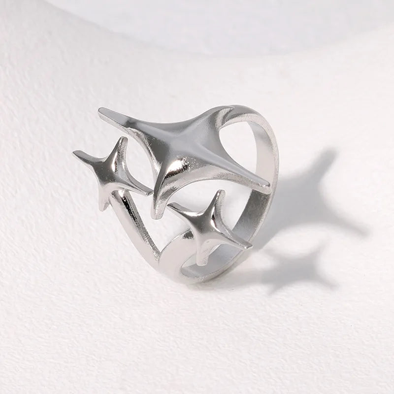 Anillo abierto vintage con cruz y estrella unisex