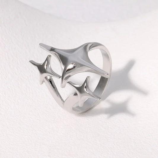 Anillo abierto vintage con cruz y estrella unisex