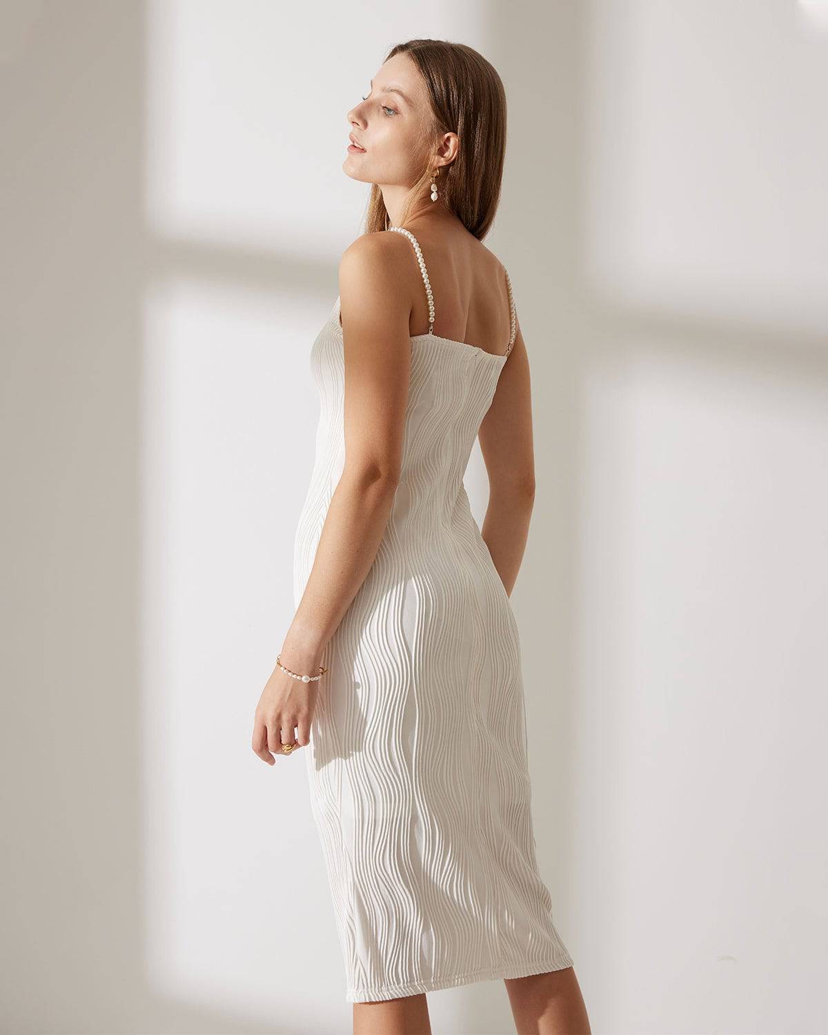 Vestido tipo cami con textura de ondas de agua