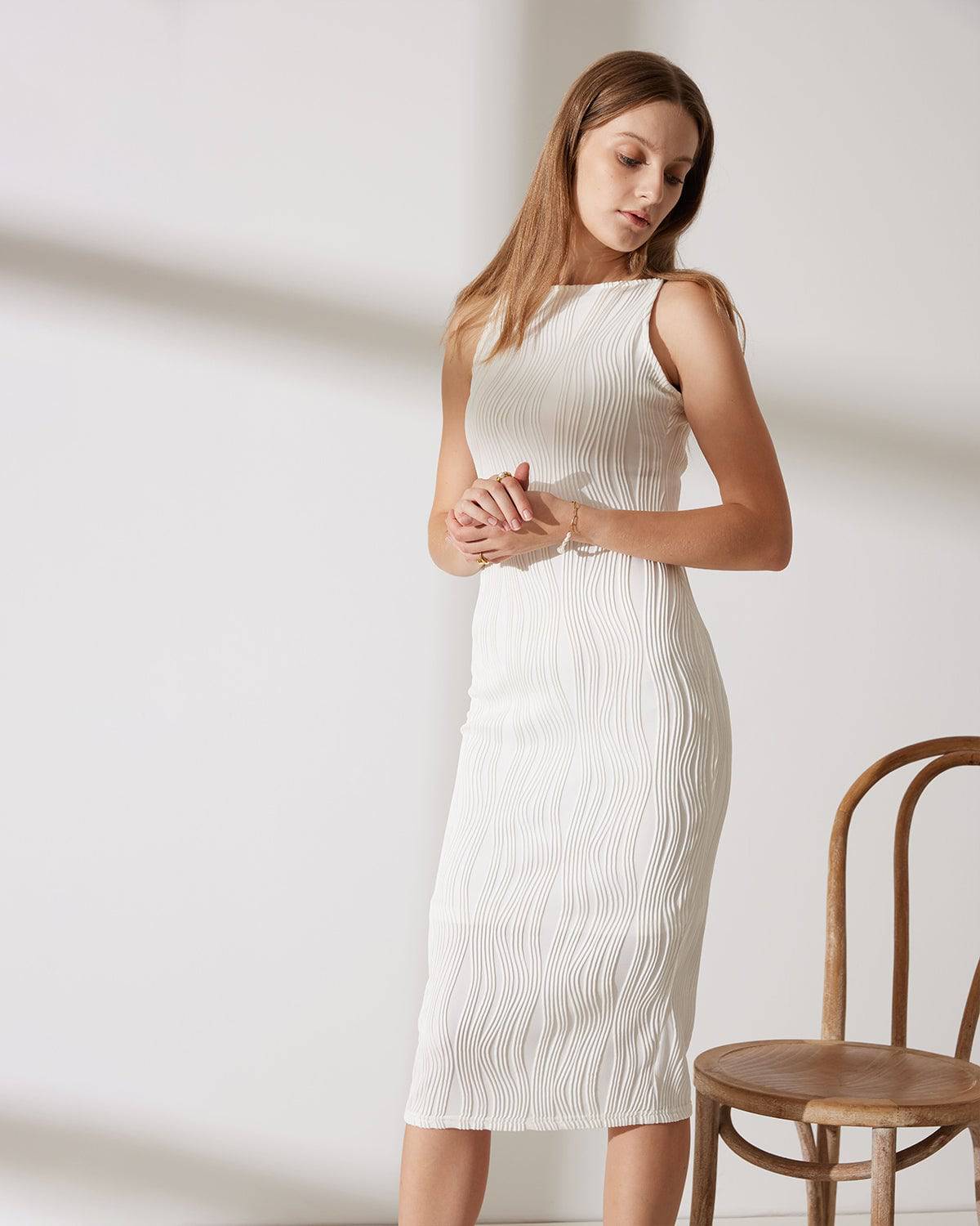 Vestido tipo cami con textura de ondas de agua