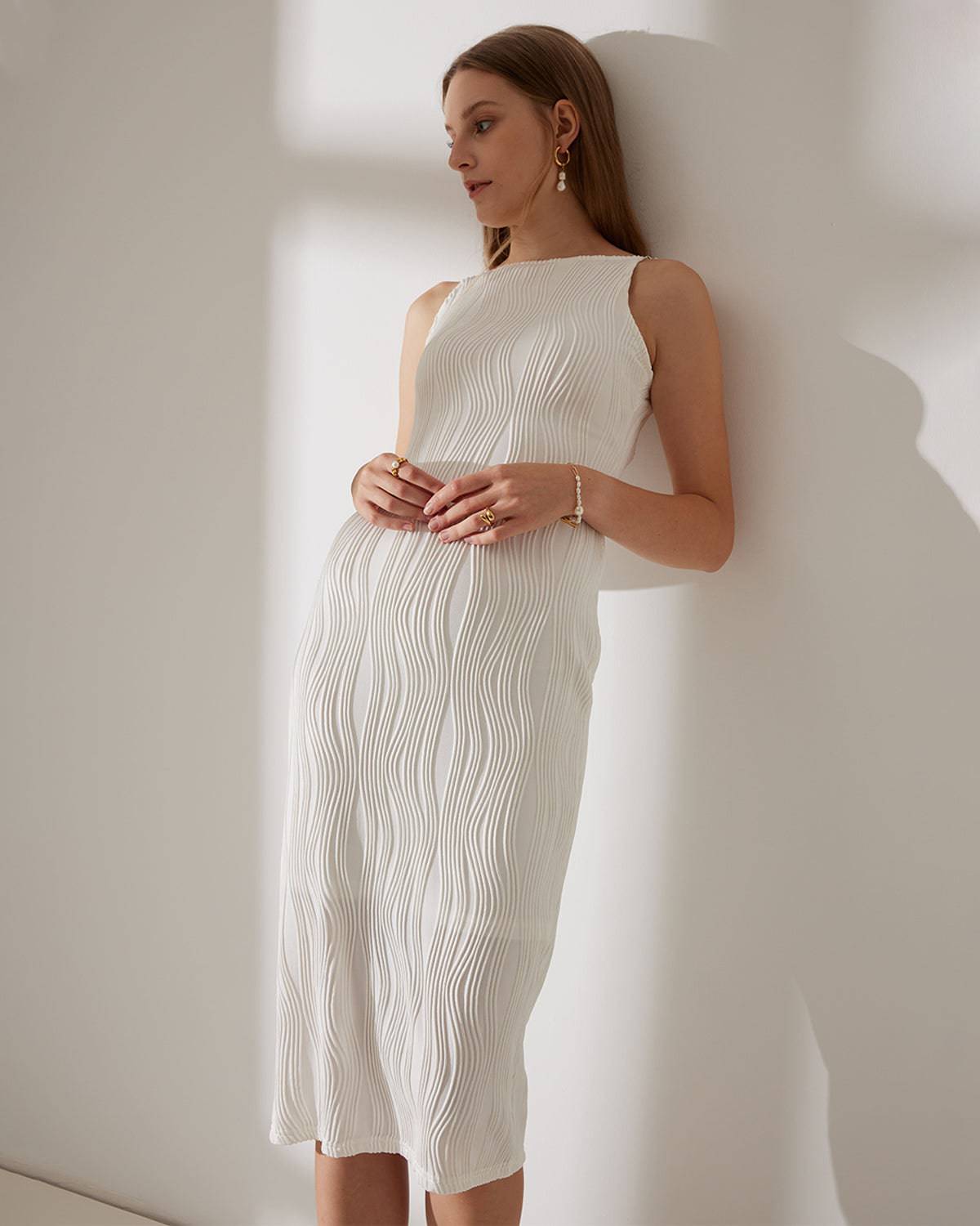 Vestido tipo cami con textura de ondas de agua