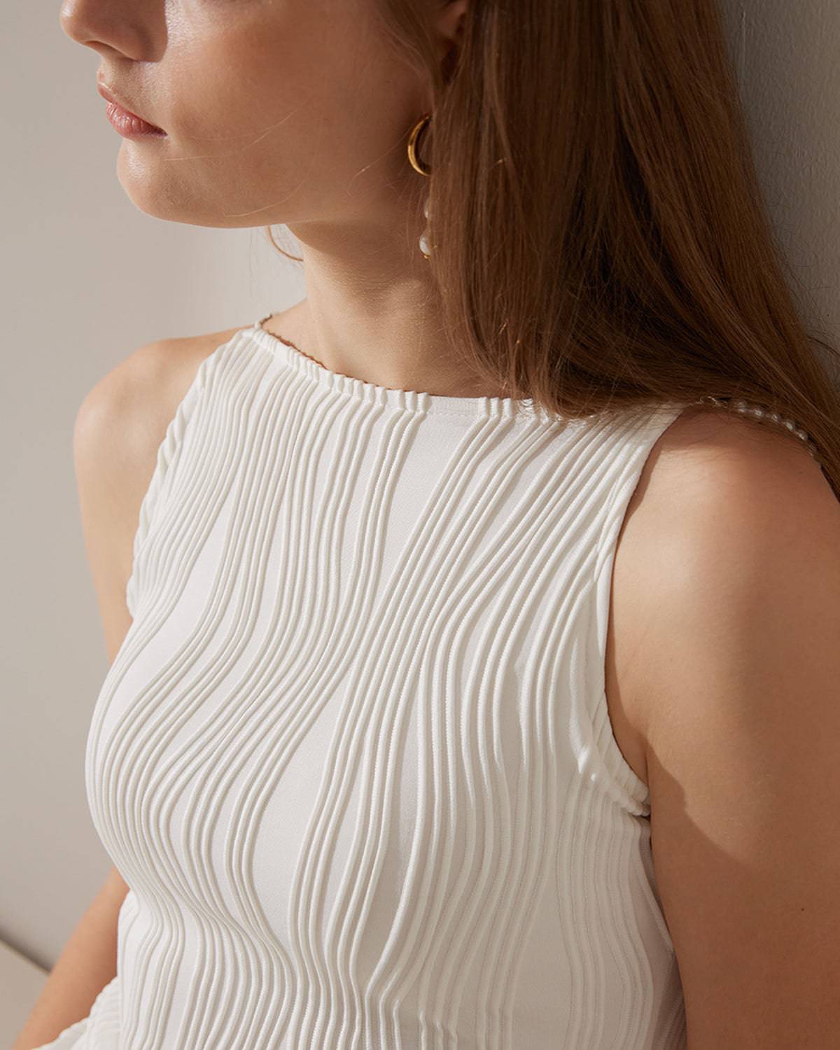 Vestido tipo cami con textura de ondas de agua