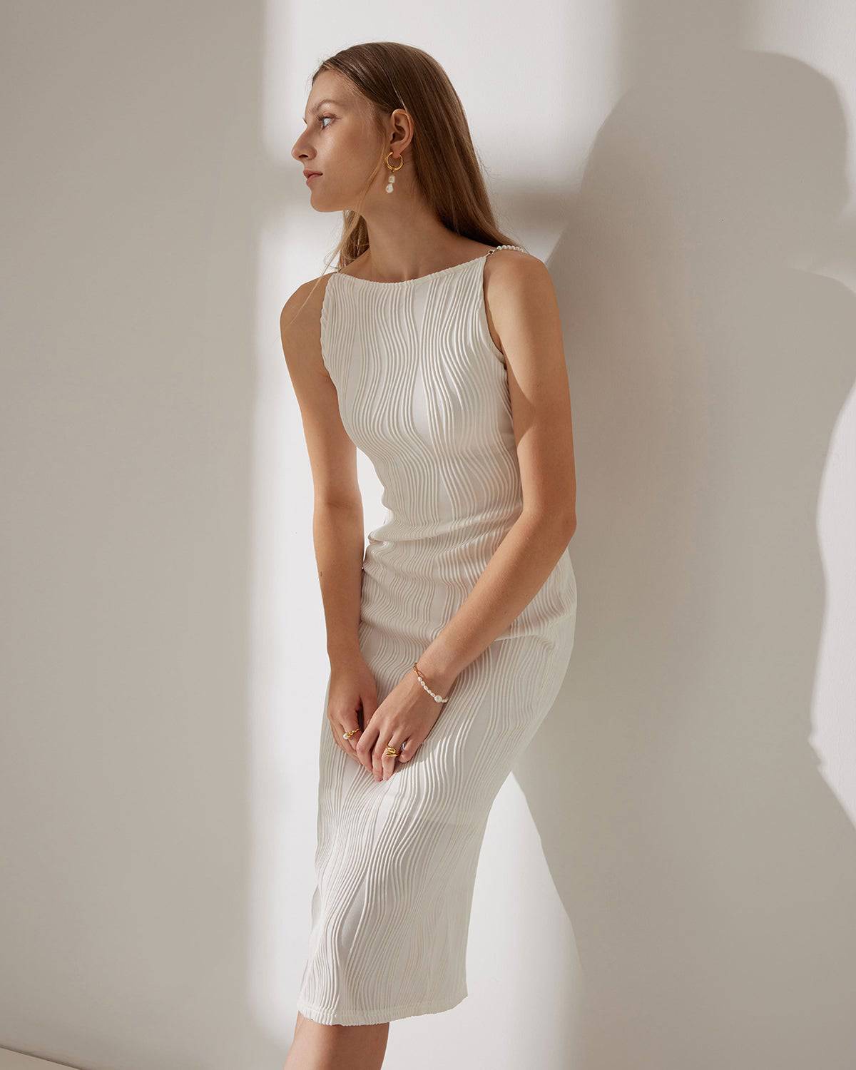 Vestido tipo cami con textura de ondas de agua