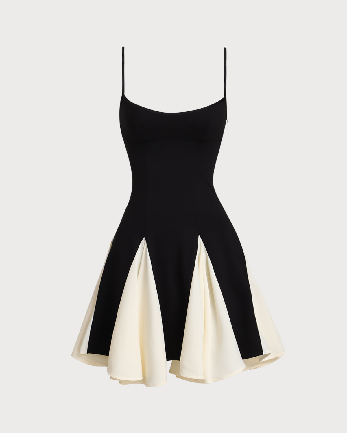 Vestido mini lencero negro con contraste - Elegante, sexy y moderno